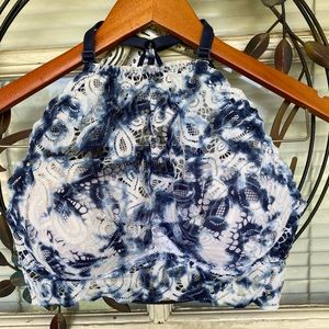 NWT pink by Victoria secret lace bralette crop cami blue floral tie dye size M